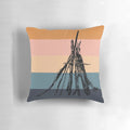 Folsom Lake pillow featuring a tranquil pine tree landscape with blue stripes