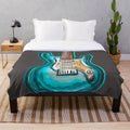 Soft and cozy plush blanket with a guitar music design