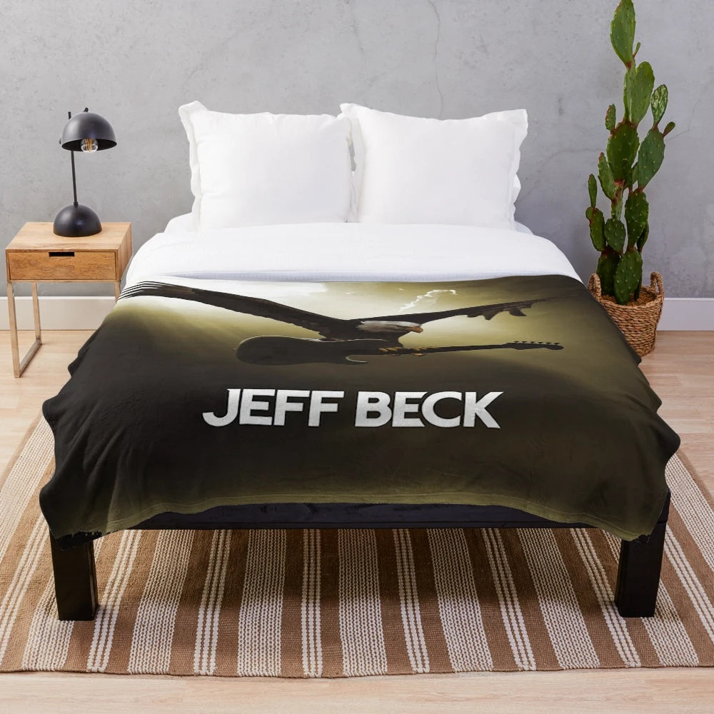 Jeff Beck inspired plush blanket for music enthusiasts