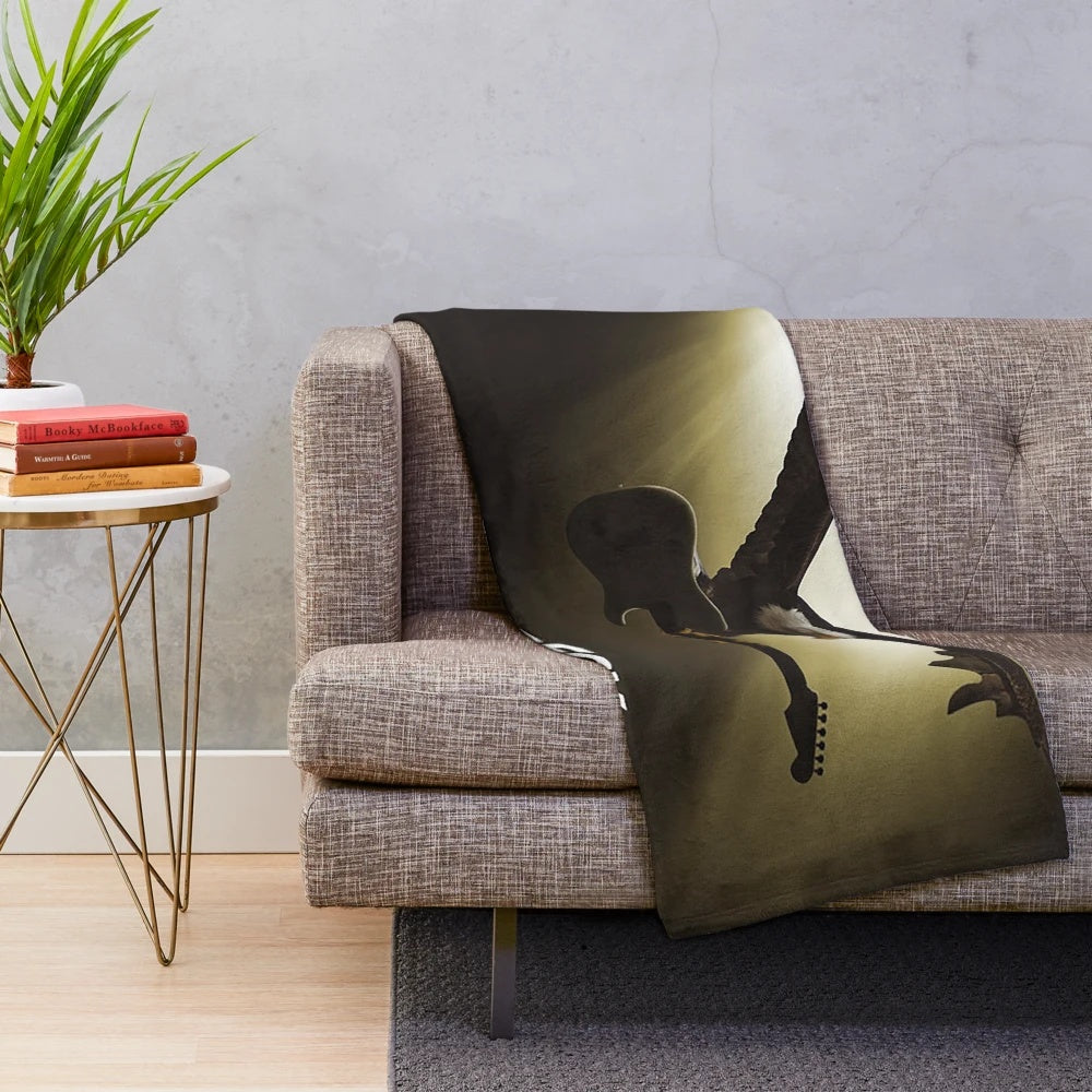 Jeff Beck inspired plush blanket for music enthusiasts