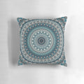 Vibrant mandala-patterned pillow featuring sacred geometry and a flower of life design