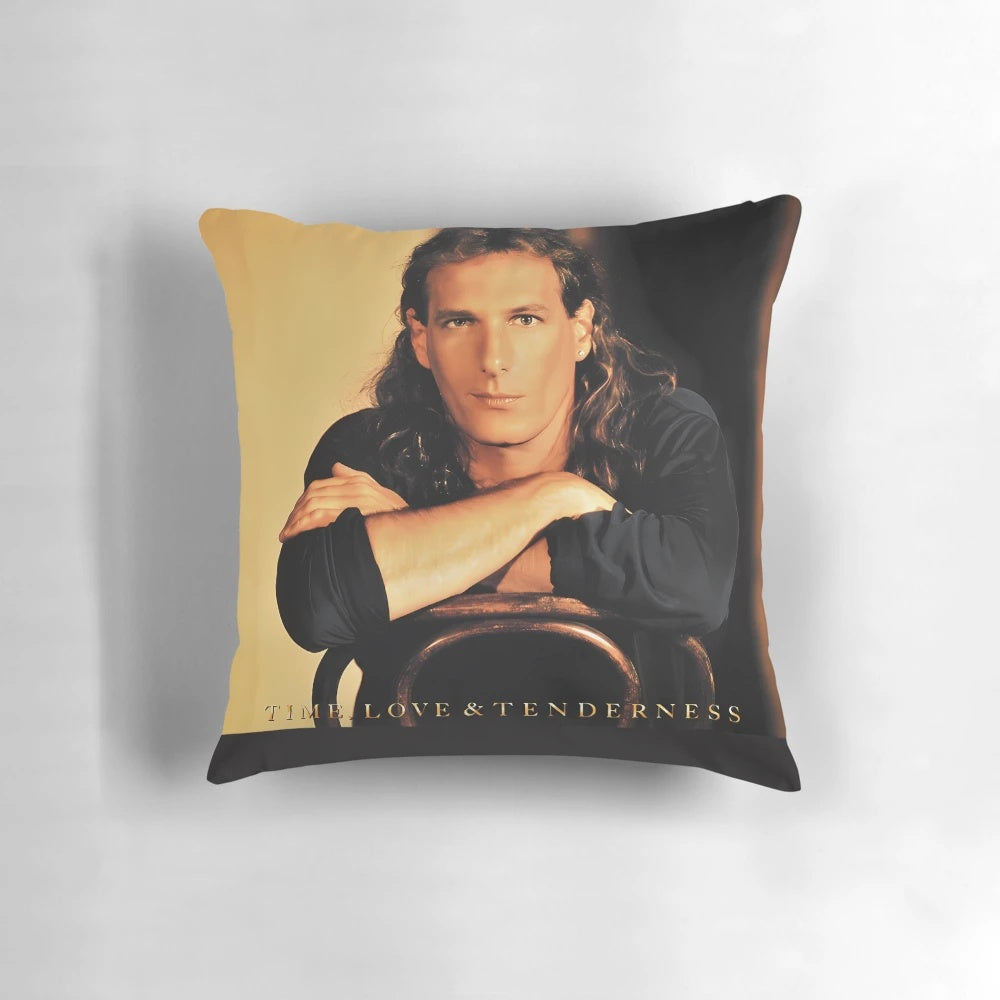 Soft, decorative pillow featuring the album art for Michael Bolotin's "Time Love Tenderness