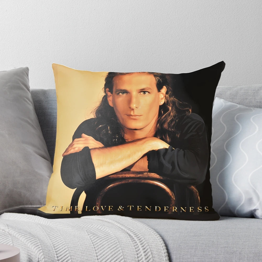 Soft, decorative pillow featuring the album art for Michael Bolotin's "Time Love Tenderness