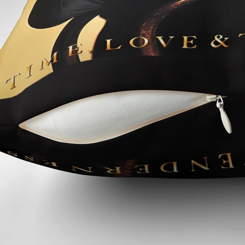 Soft, decorative pillow featuring the album art for Michael Bolotin's "Time Love Tenderness