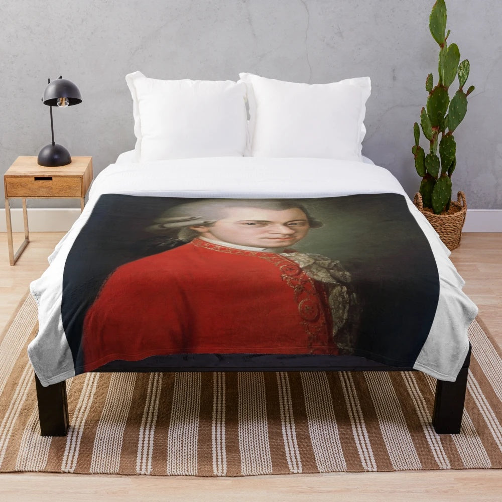 Wolfgang Amadeus Mozart-themed plush blanket for home decor