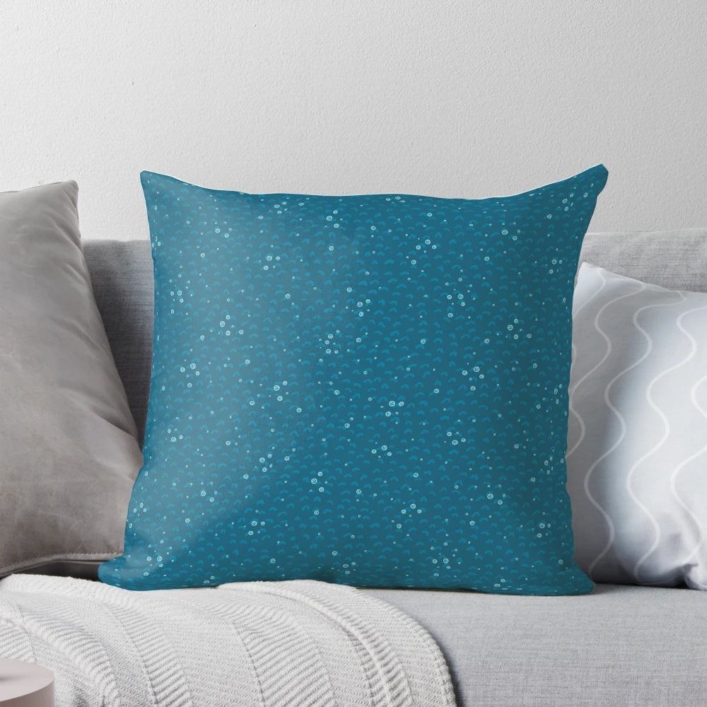 Ocean blue aqua water bubble vector pattern decorative pillow