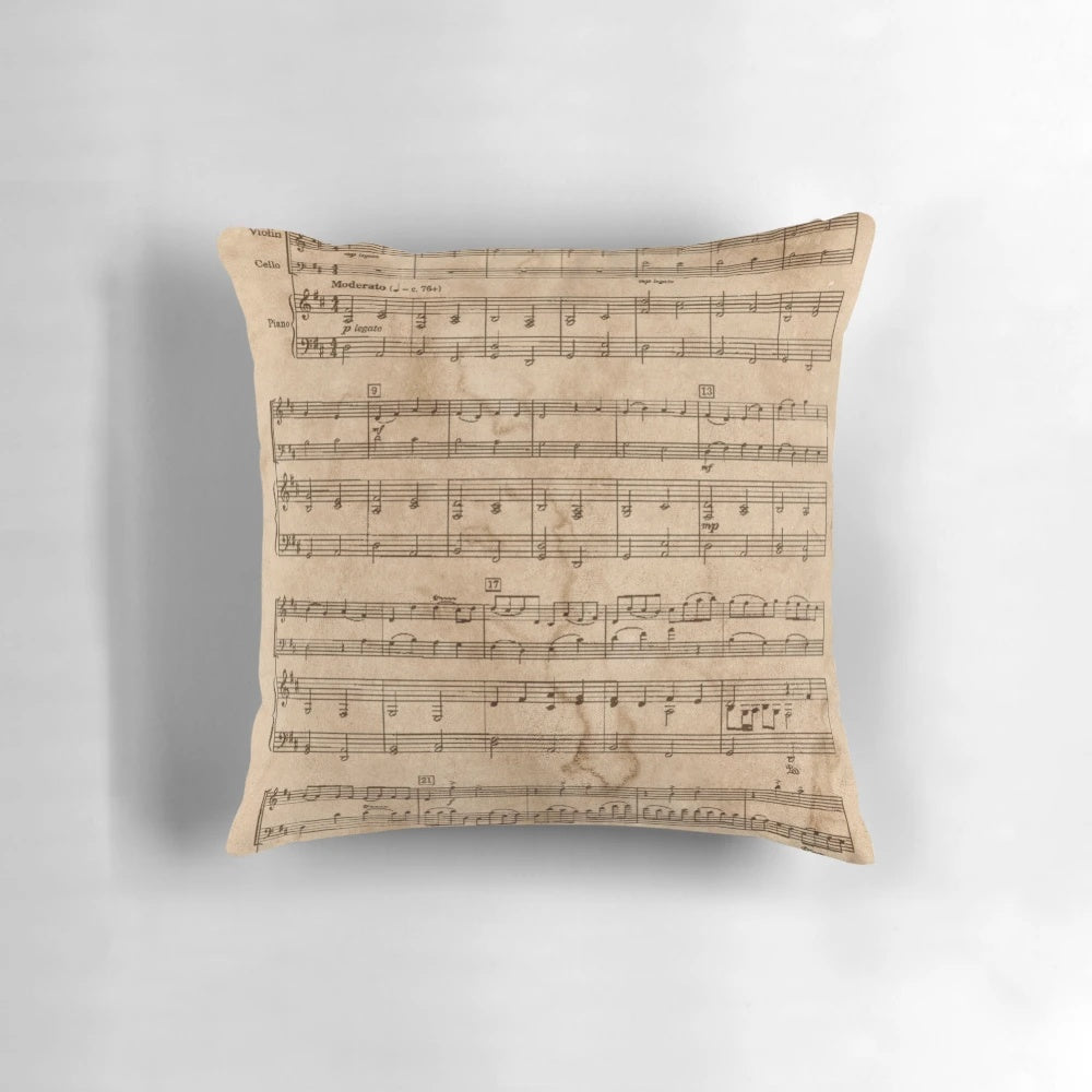 Pachelbel's Canon musical note pillow with sheet music design