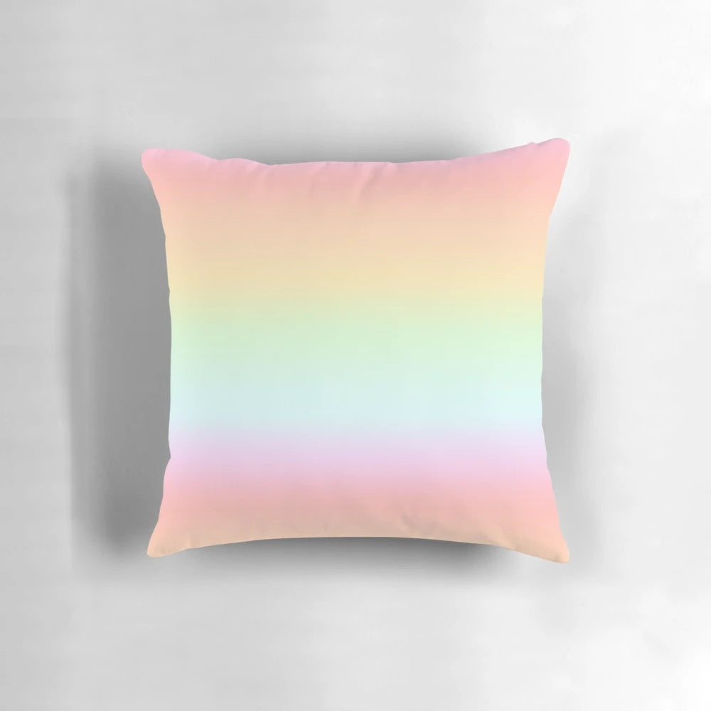 Pastel rainbow gradient pillow with a soft, plush design