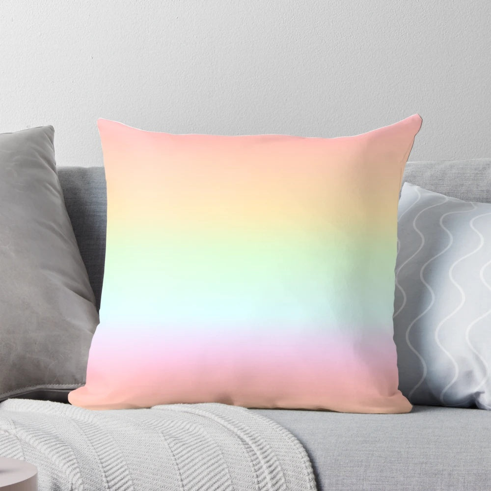 Pastel rainbow gradient pillow with a soft, plush design
