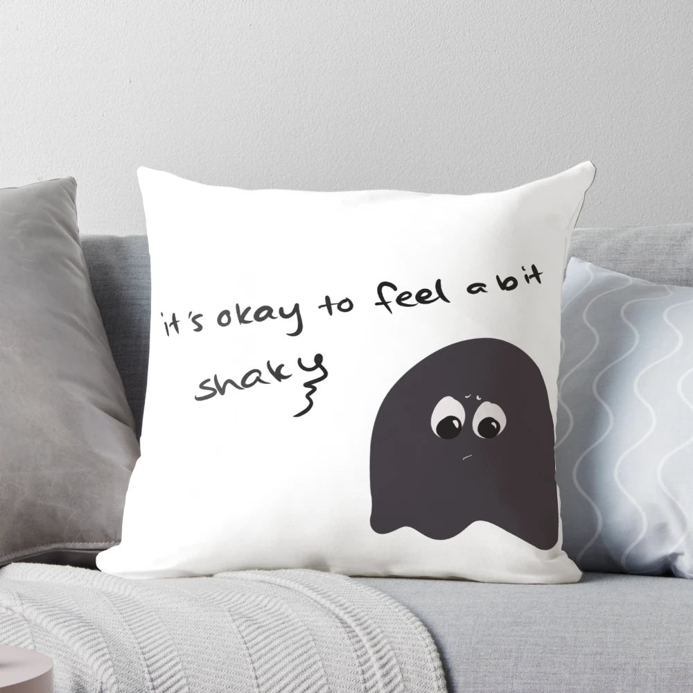 A cute cartoon character pillow providing comfort and support for anxious or nervous feelings.