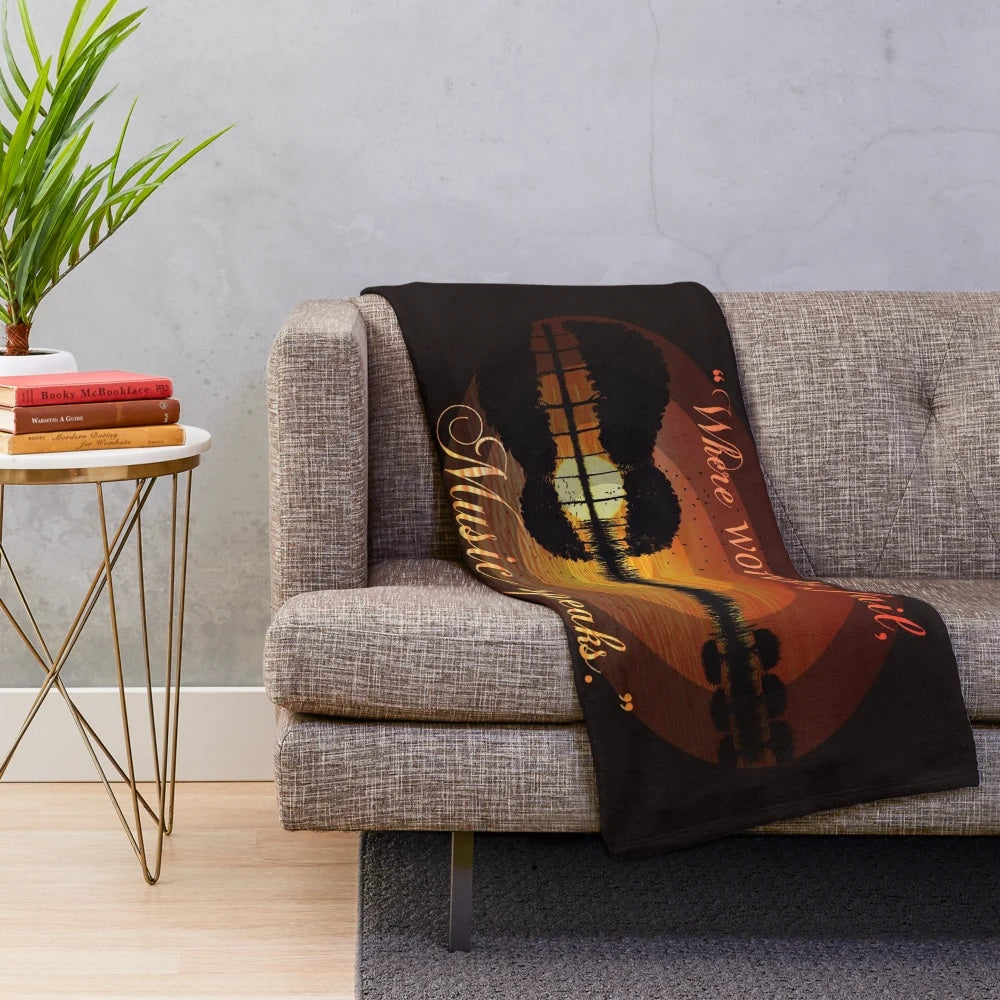 A plush blanket with an abstract, nature-inspired design that evokes a sense of tranquility and relaxation.