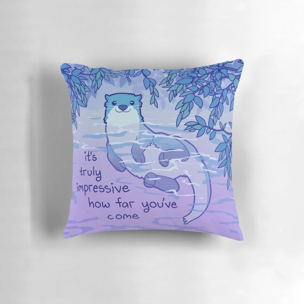 Soft, plush river otter pillow providing a comforting reminder for mental health and recovery