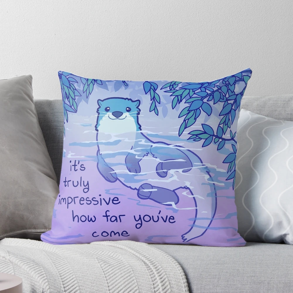 Soft, plush river otter pillow providing a comforting reminder for mental health and recovery