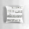 Silver flute-shaped decorative pillow for music enthusiasts