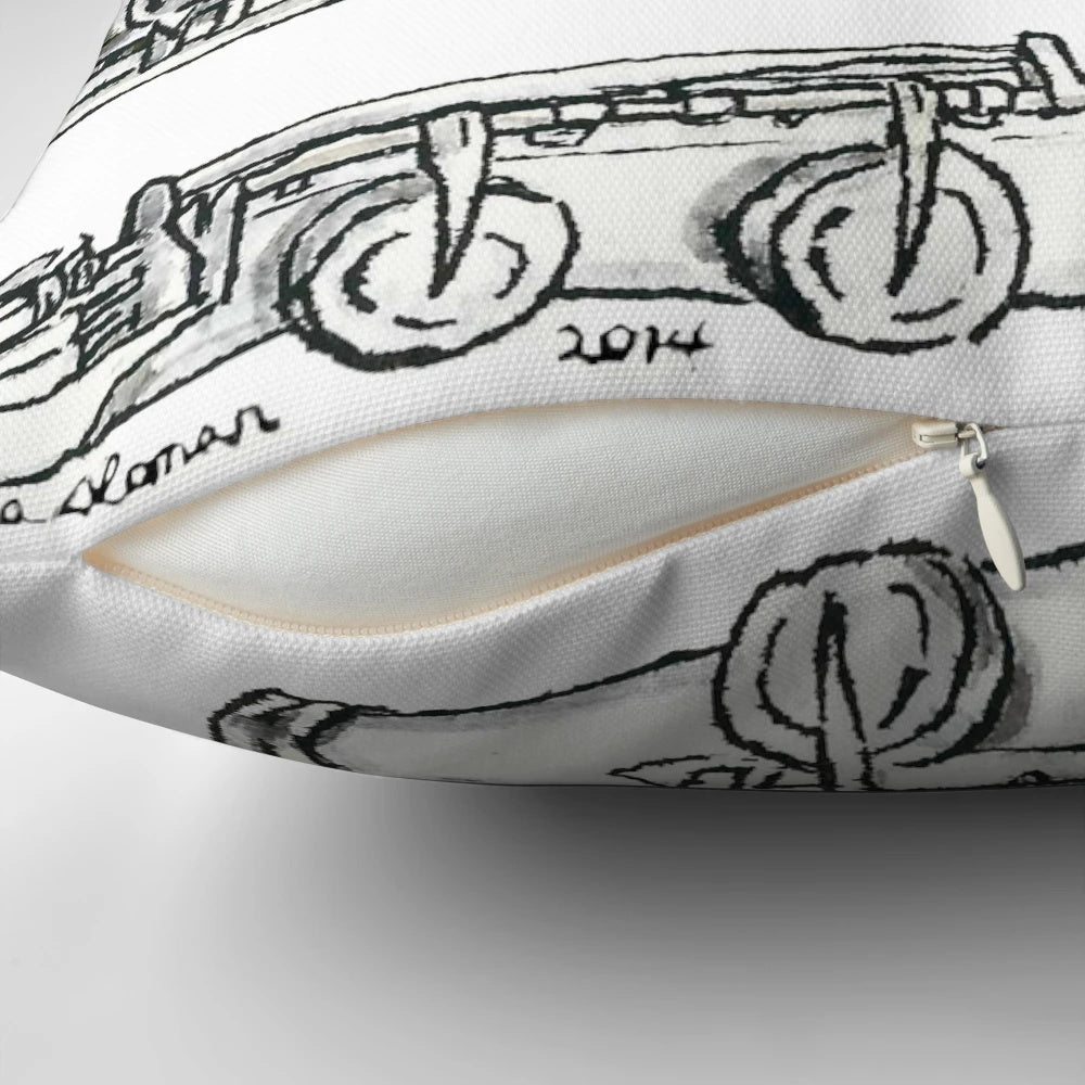 Silver flute-shaped decorative pillow for music enthusiasts