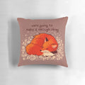 Soft, comfortable pillow featuring a serene sleeping fox design, perfect for promoting calmness and mental wellbeing.