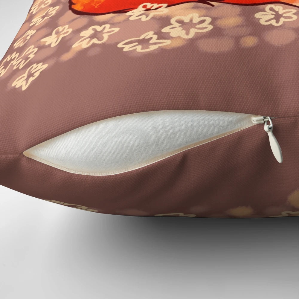 Soft, comfortable pillow featuring a serene sleeping fox design, perfect for promoting calmness and mental wellbeing.