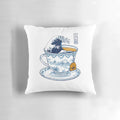 The Great Wave Off Kanagawa tea-themed pillow with a cozy, decorative design