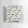Closeup of a pillow featuring a serene whale song design, perfect for adding a touch of the ocean to any room.