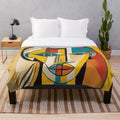 Cubist-inspired plush blanket for artistic home decor