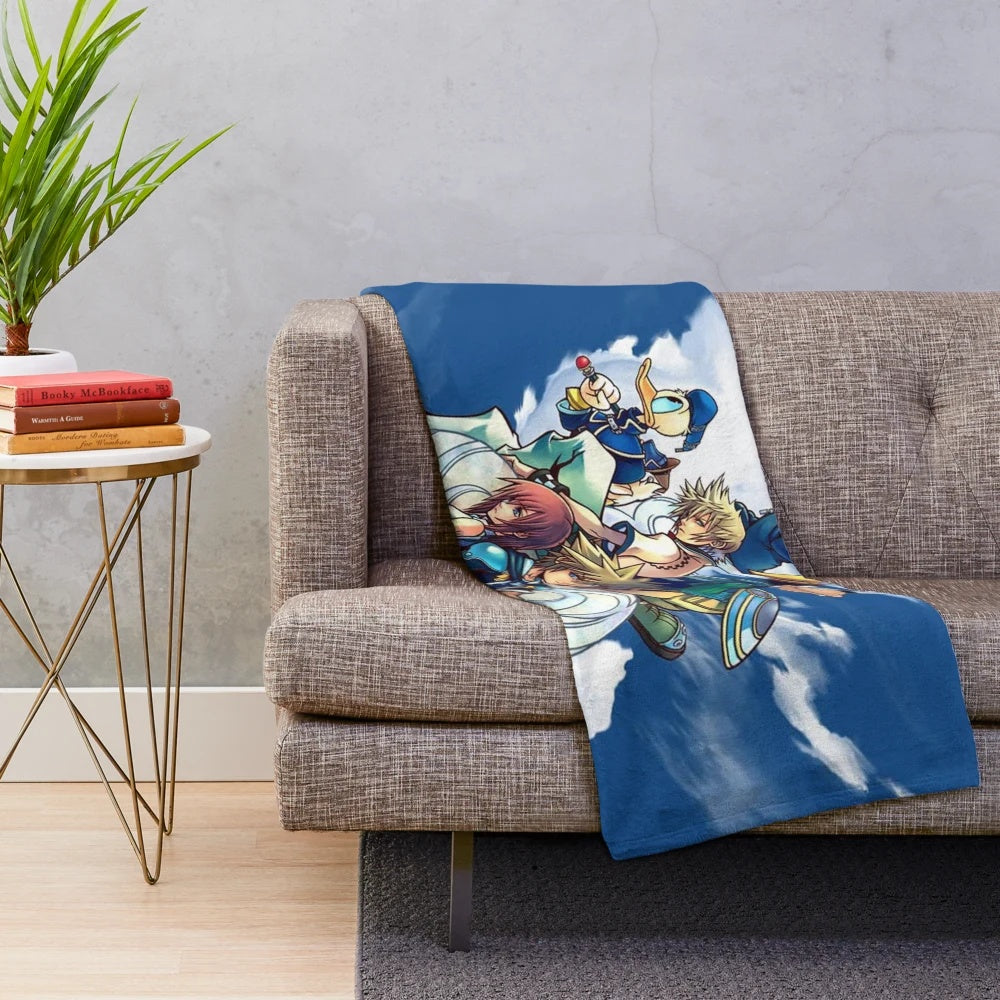 Soft plush blanket featuring the character Sora from the Kingdom Hearts video game series