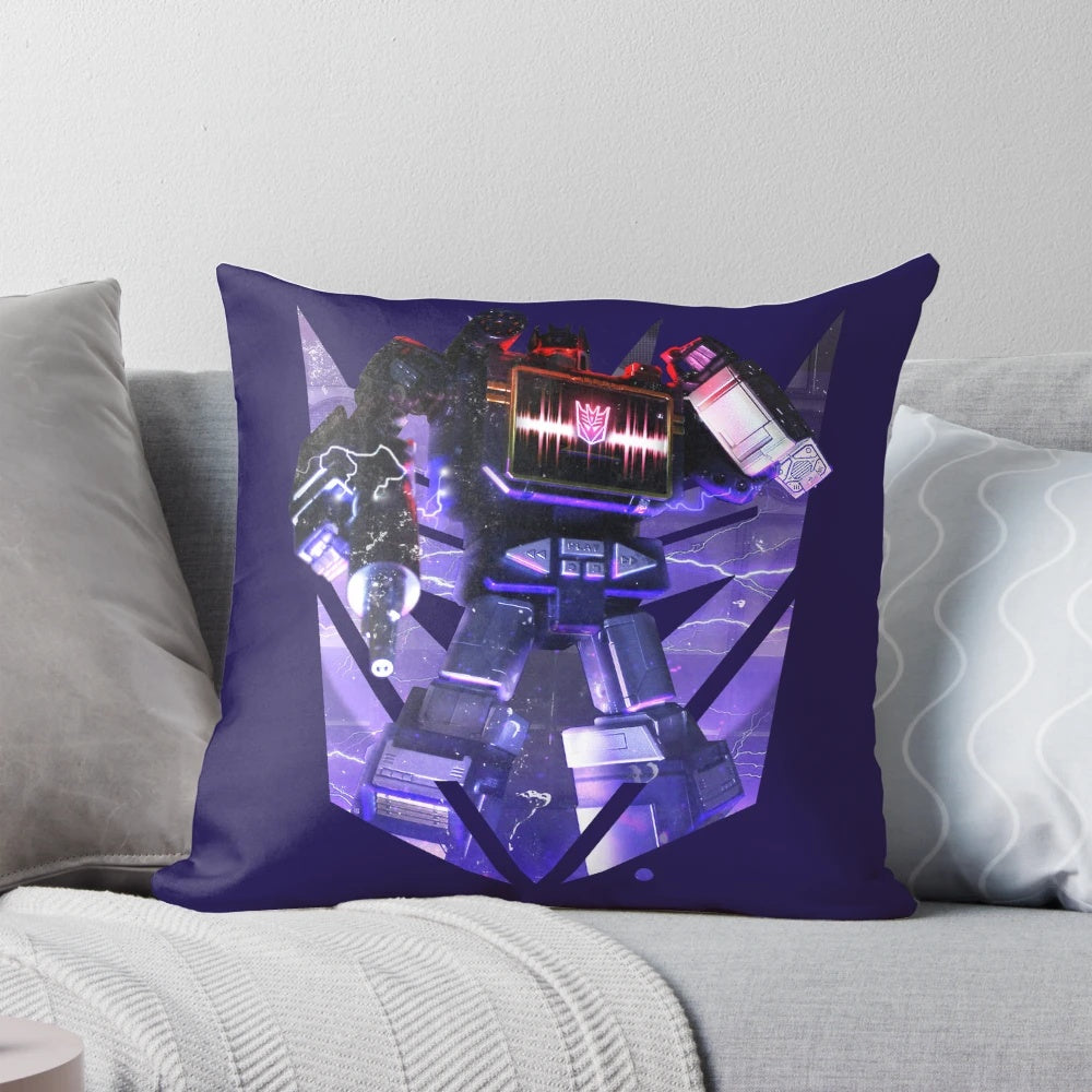 Soundwave the Transformer Decepticon robot pillow with iconic design