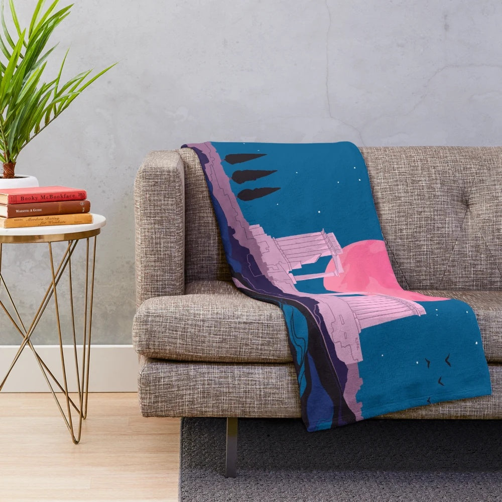 Plush throw blanket featuring the Temple of Poseidon at Sounion, Greece