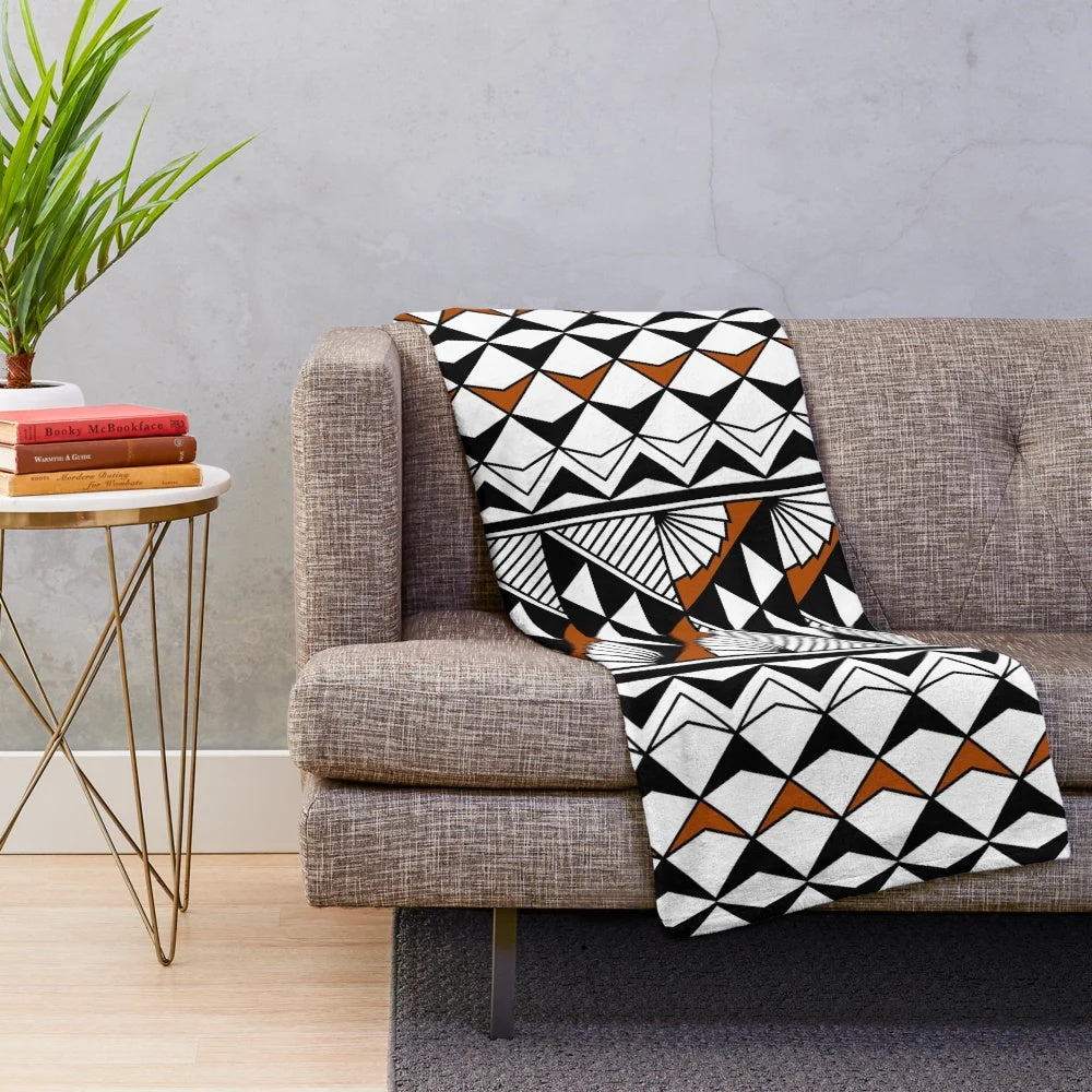 Southwestern-Inspired Native American Plush Blanket with Rain and Sun Motifs