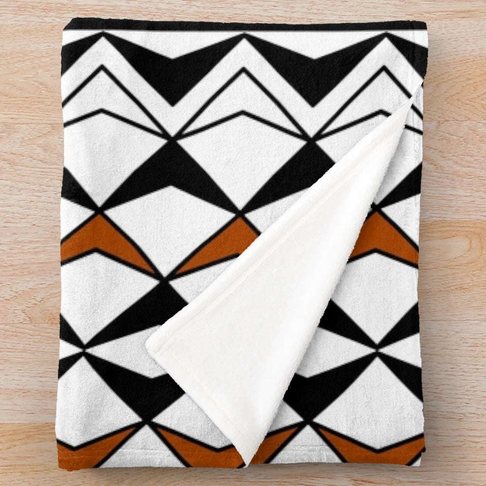 Southwestern-Inspired Native American Plush Blanket with Rain and Sun Motifs