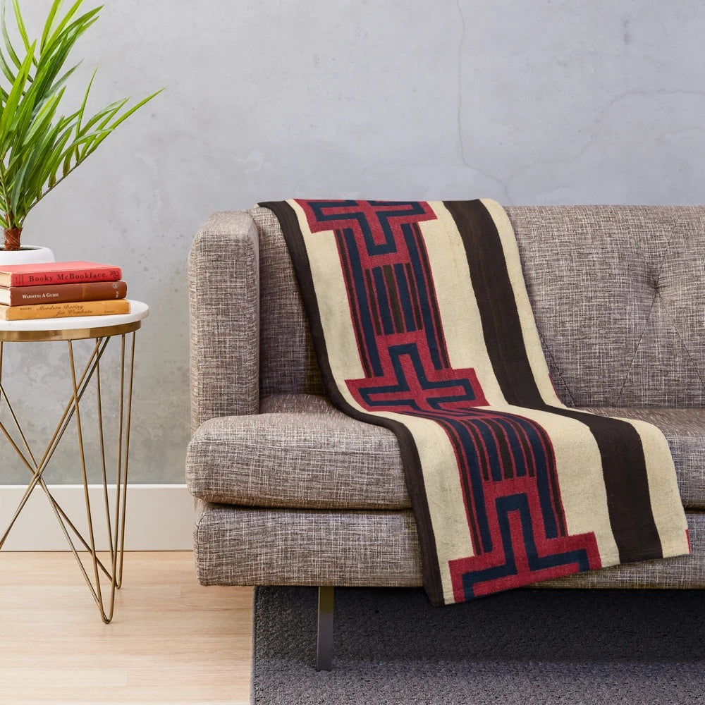 Southwestern inspired plush blanket with vibrant bohemian pattern