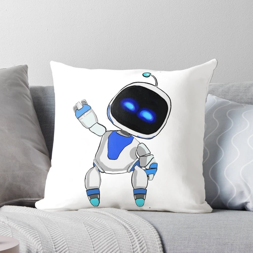 Astrobot-inspired space-themed decorative throw pillow for home decor