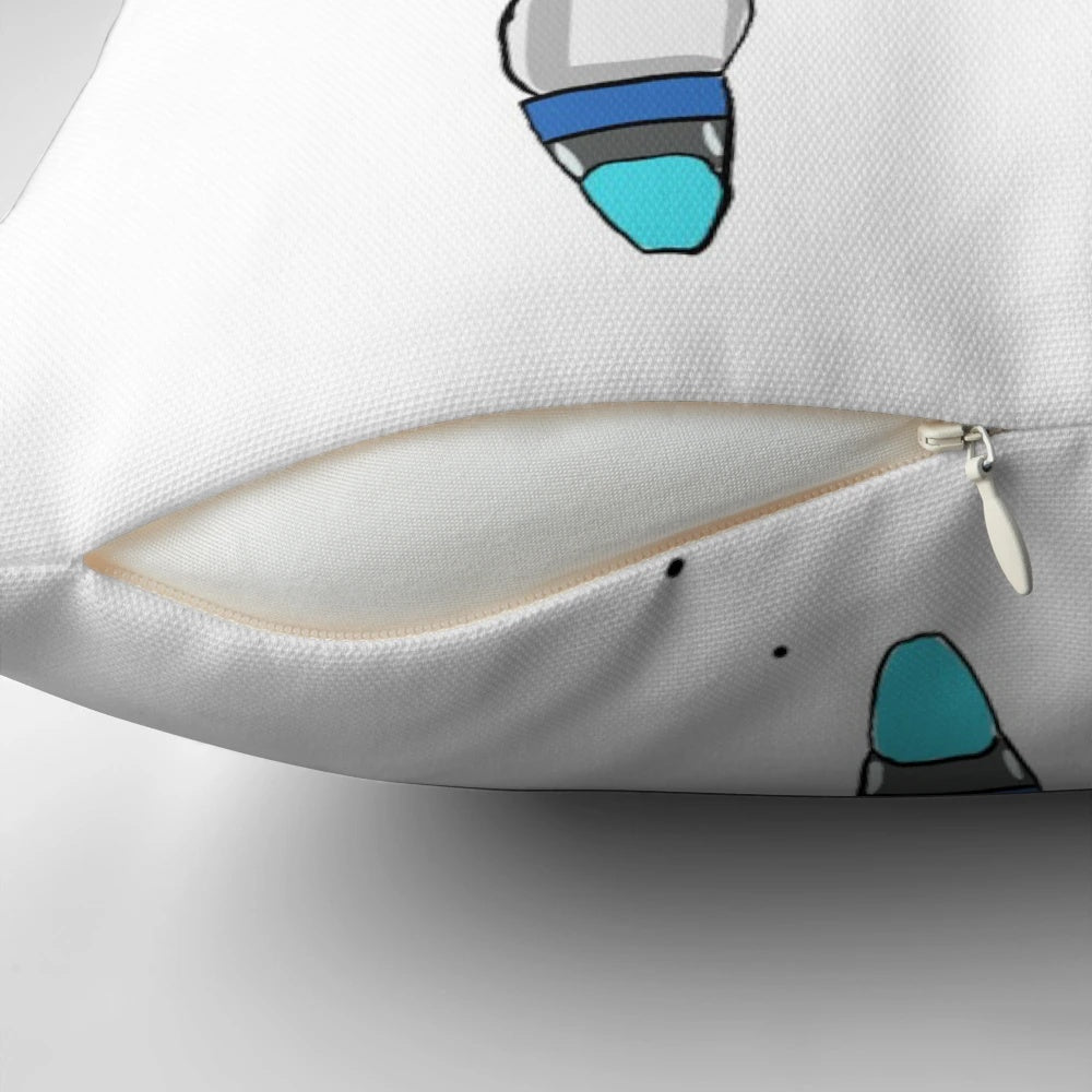 Astrobot-inspired space-themed decorative throw pillow for home decor