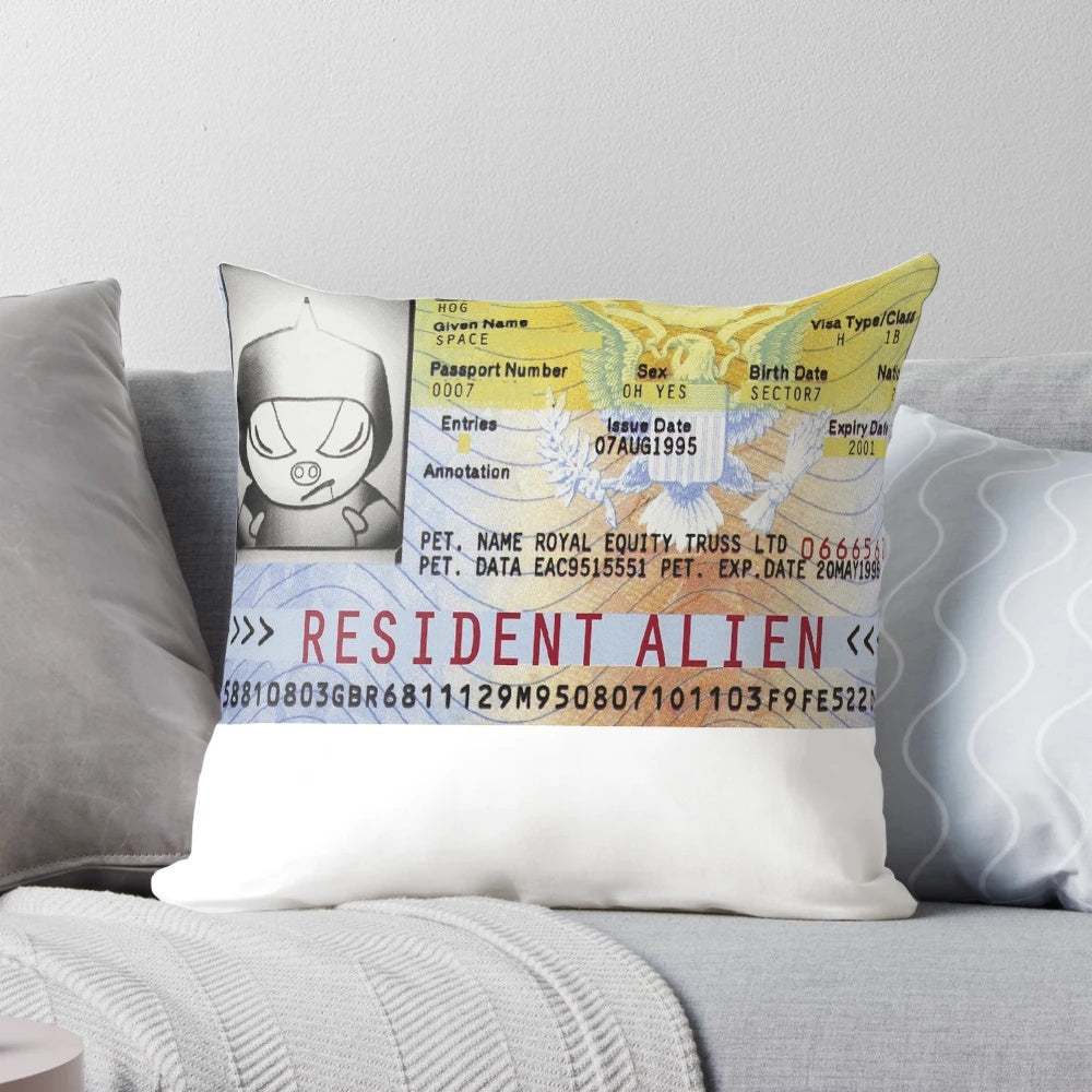 Spacehog 'Resident Alien' themed decorative pillow featuring the album artwork
