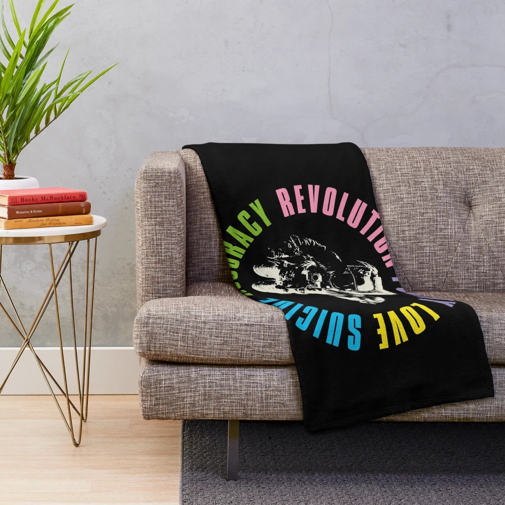 Spacemen 3-inspired plush blanket with cosmic and space-themed design