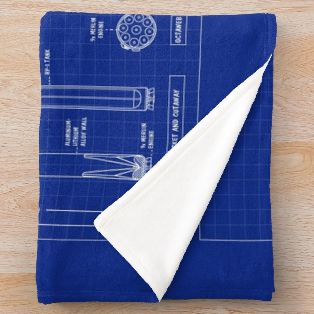 Spacex Falcon 9 & Falcon Heavy blueprint plush blanket