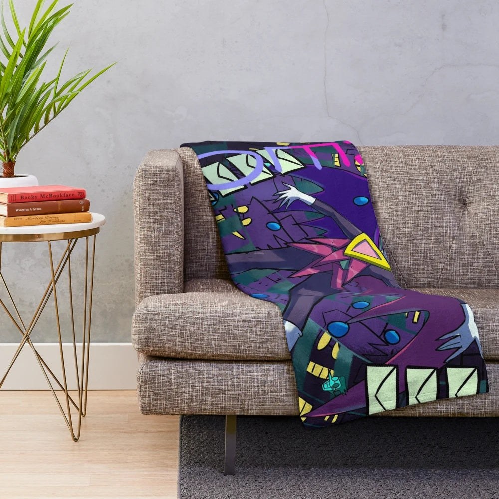 Spamton-inspired plush blanket featuring the character from the Deltarune video game