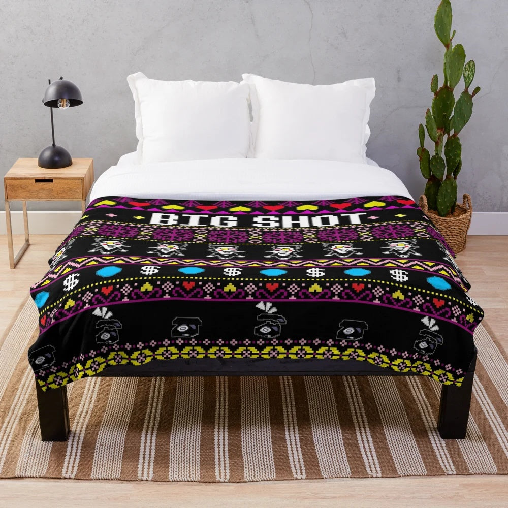 Spamton's BIG SHOT Kromer plush blanket with Undertale Deltarune inspired design