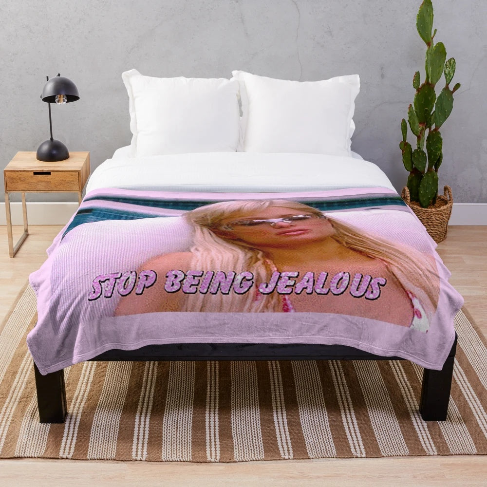 Soft, shimmery pink plush blanket with a y2k-inspired aesthetic