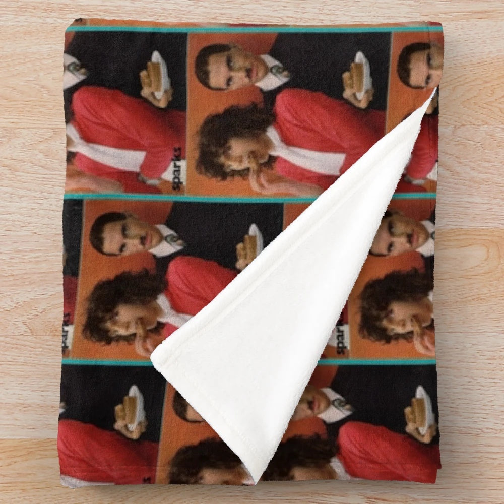 Sparks band-inspired plush blanket featuring Ron and Russell Mael