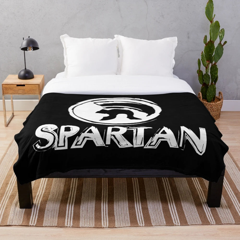 Spartan-inspired plush blanket with cinematic and heroic design