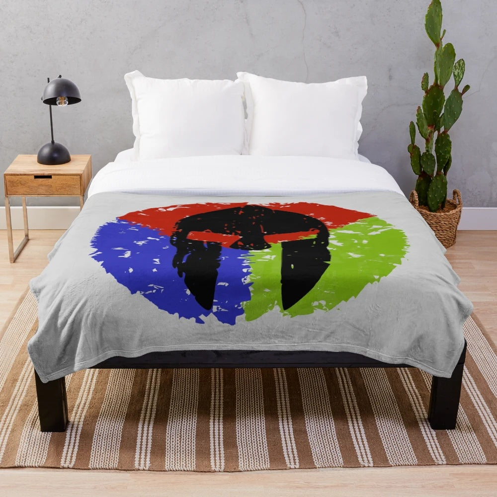 Spartan-inspired plush blanket for athletic and fitness lifestyle