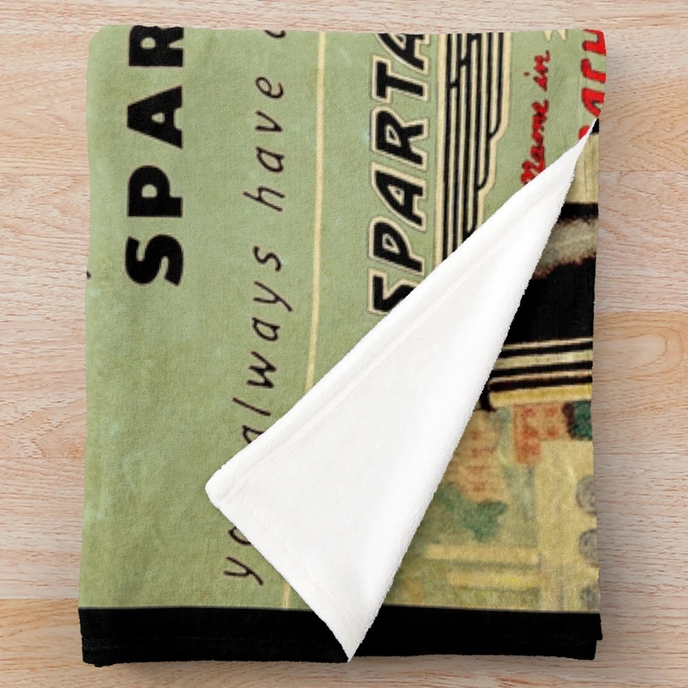 Spartan Trailers inspired plush blanket, soft and cozy for aircraft enthusiasts and fathers