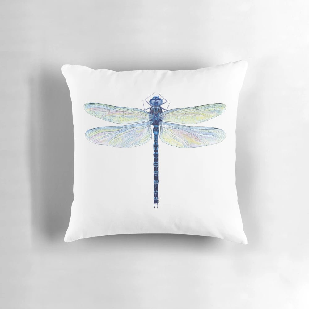 Spatterdock dragonfly printed on a soft, plush pillow for nature-inspired home decor.