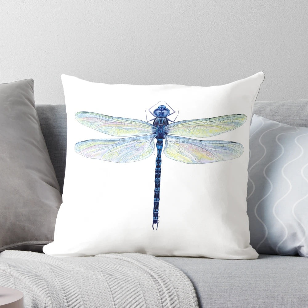 Spatterdock dragonfly printed on a soft, plush pillow for nature-inspired home decor.