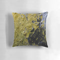 Spattered yellow brick pillow with a grungy, artsy design for an urban industrial vibe