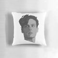 Stylized portrait of Spencer Reid from the TV series Criminal Minds printed on a soft, comfortable pillow.