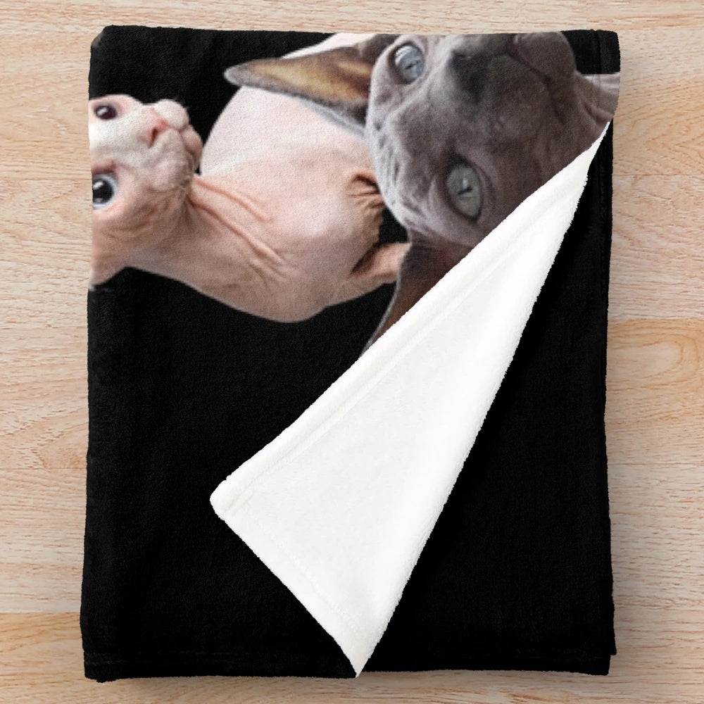 Sphynx cat plush blanket with modern abstract art pattern