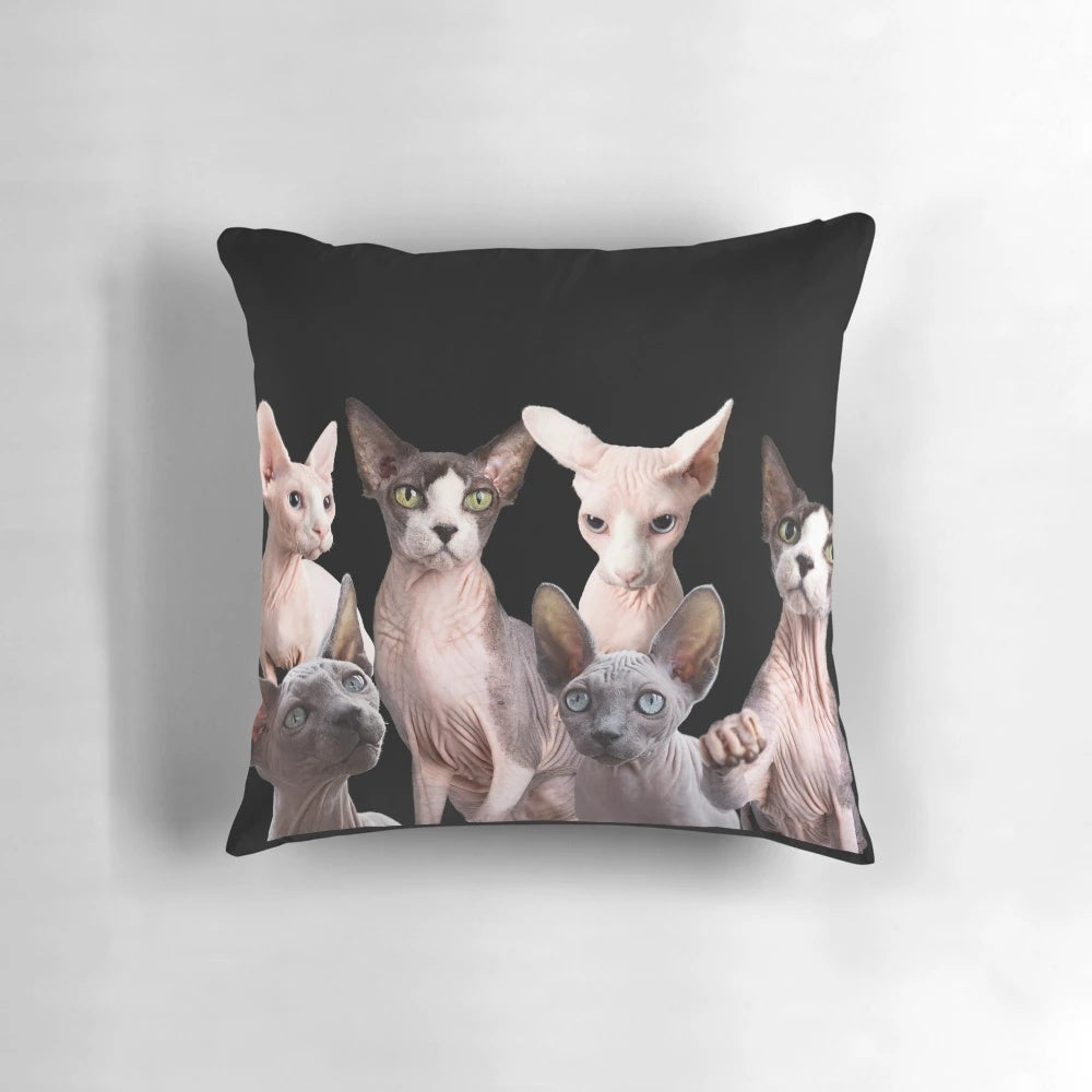 Soft and cuddly sphynx cat pillow in a modern, pink design
