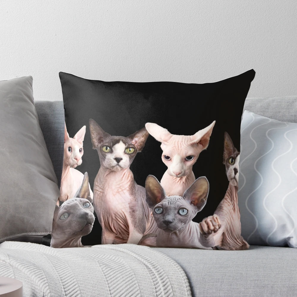 Soft and cuddly sphynx cat pillow in a modern, pink design