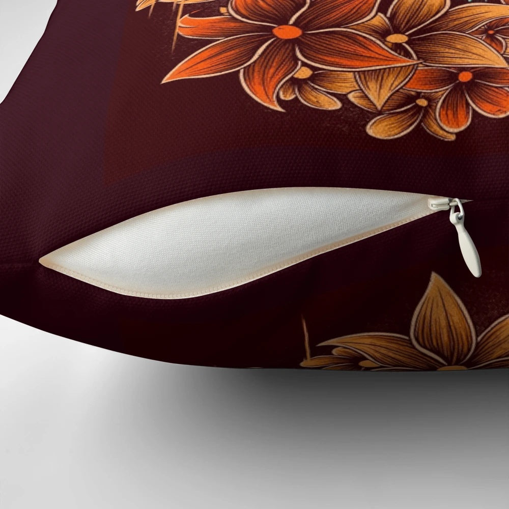 Sphynx cat skull decorative pillow with arrow and autumn floral design